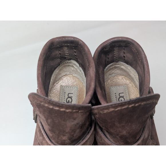 UGG Australia Women's Amely Suede Ankle Boots size 9 Fringe Trim Chocolate Brown - Picture 7 of 9